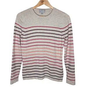 PURE Collection 100% cashmere sweater size 6 stripes crewneck